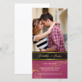 Gouden spiraal wijnstokken chique roze elegante st save the date (Voorkant / Achterkant)