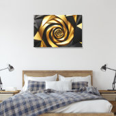 Gouden spiraalgeometrie canvas afdruk (Insitu (Slaapkamer))