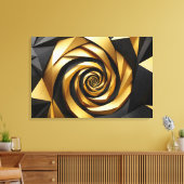 Gouden spiraalgeometrie canvas afdruk (Insitu (Woonkamer))