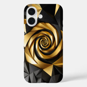 Gouden spiraalgeometrie iPhone 16 hoesje