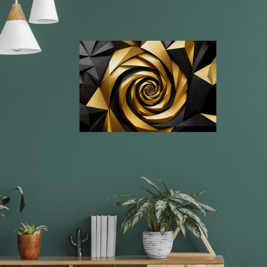 Gouden spiraalgeometrie poster (Woonkamer 1)
