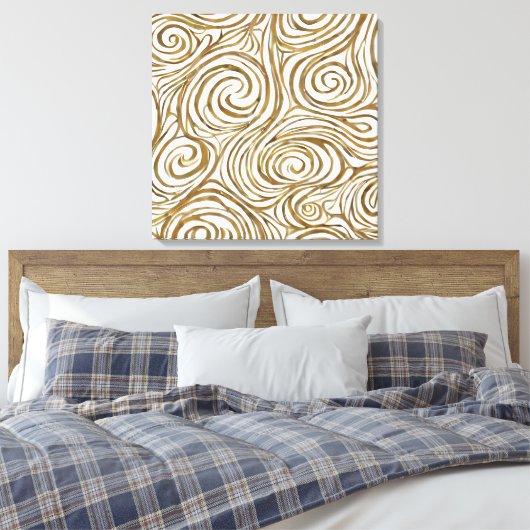 Gouden spiralen Elegantie Canvas Afdruk (Insitu (Slaapkamer))