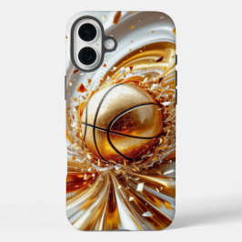 Gouden Splash Basketbal iPhone 16 Plus Hoesje
