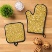 Gouden Splatter Achtergrond Patroon 1 Ovenwant & Pannenlap Set (Top down)
