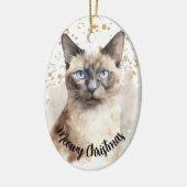 Gouden Splatter Meowy Kerstmis Siamese Kat Keramisch Ornament (Links)