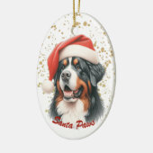 Gouden Splatter Santa Paws Berner Mountain Dog Keramisch Ornament (Links)
