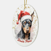Gouden Splatter Santa Paws Doberman Pinscher Keramisch Ornament (Links)
