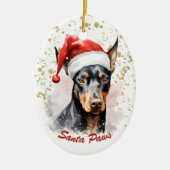 Gouden Splatter Santa Paws Doberman Pinscher Keramisch Ornament (Voorkant)
