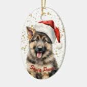 Gouden Splatter Santa Paws Duitse Herder Puppy Keramisch Ornament (Links)
