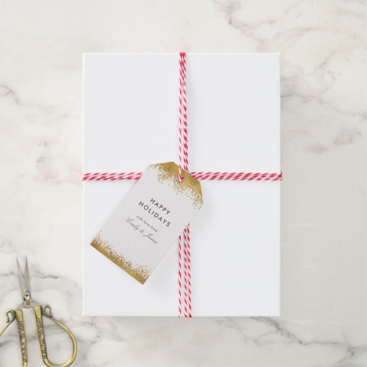 Gouden Spletters Cadeaulabel (Met Touw)