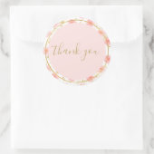 Gouden Spletters Roze Rozen Waterverf Dank u Ronde Sticker (Tas)