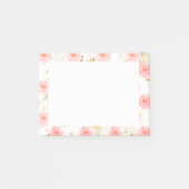 Gouden Spletters Roze Rozen Waterverf Post-it® Notes (Voorkant)