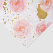 Gouden Spletters Roze Rozen Waterverf Tissuepapier (Detail)