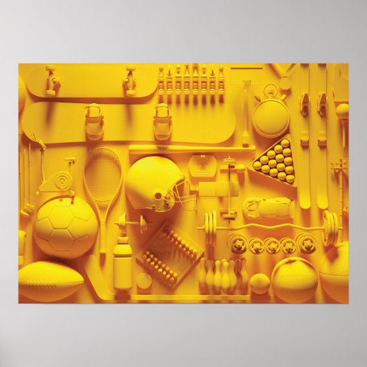 Gouden sportuitrusting - Abstracte kunst - Poster (Voorkant)