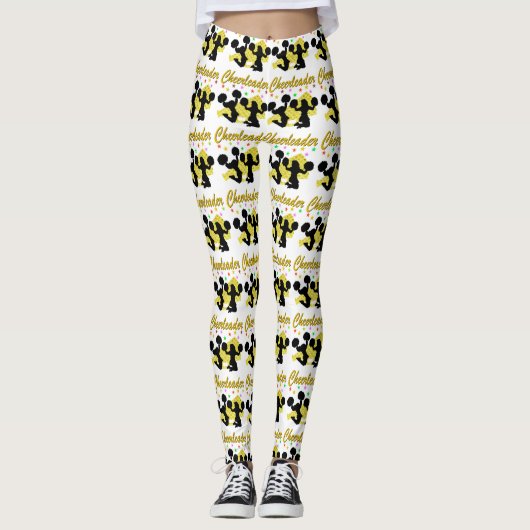 GOUDEN SPRANKELENDE CHEERLEADER MEGAPHONE LEGGINGS (Voorkant)