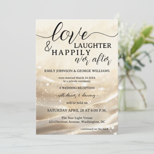 Gouden sprankelende Elope nog lang en gelukkig na Kaart (Staand voorkant)