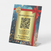 Gouden sprankelende feestelijke kerst Feestdagen Reclamebord Met Voetstuk