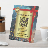 Gouden sprankelende feestelijke kerst Feestdagen Reclamebord Met Voetstuk