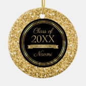 Gouden sprankelende glitter keramisch ornament (Voorkant)