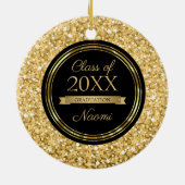 Gouden sprankelende glitter keramisch ornament (Achterkant)