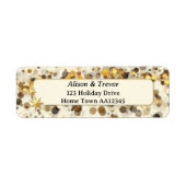 Gouden sprankelende kerst retour adreslabel etiket (Voorkant)