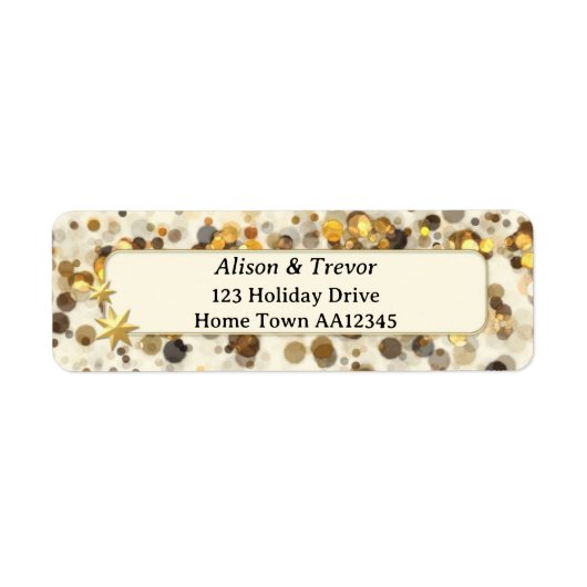 Gouden sprankelende kerst retour adreslabel etiket (Voorkant)