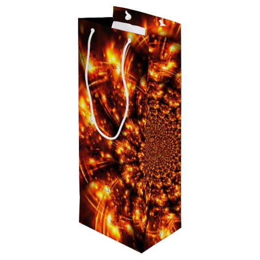 Gouden sprankelende lichten wijn cadeautas (Achterkant Gekanteld)