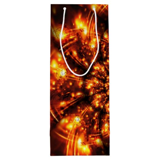 Gouden sprankelende lichten wijn cadeautas (Achterkant)