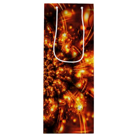 Gouden sprankelende lichten wijn cadeautas (Voorkant)
