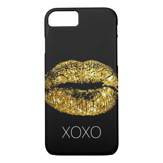 Gouden sprankelende lippen Case-Mate iPhone case (Achterkant)