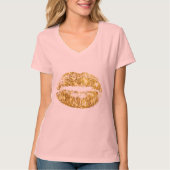 Gouden sprankelende lippen t-shirt (Voorkant)