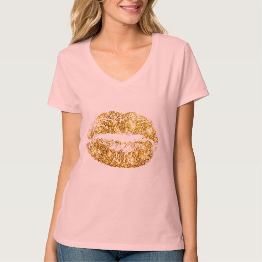 Gouden sprankelende lippen t-shirt (Voorkant)