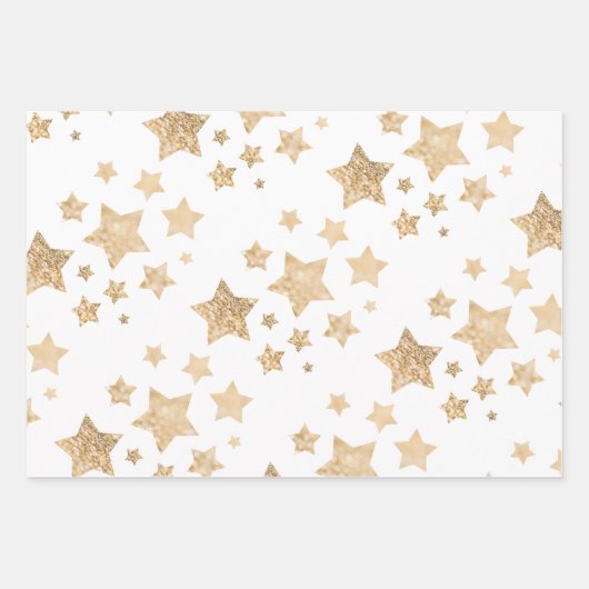 Gouden sprankelende sterren Vrolijk Kerstfeest Vak Inpakpapier Vel (Voorkant 2)