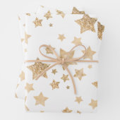 Gouden sprankelende sterren Vrolijk Kerstfeest Vak Inpakpapier Vel (In situ)