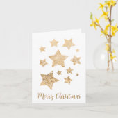 Gouden sprankelende sterren Vrolijk Kerstfeest Vak Kaart (Gele Bloem)