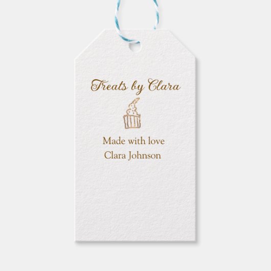 Gouden sprankelende traktaties bakkerij gemaakt me cadeaulabel (Voorkant)