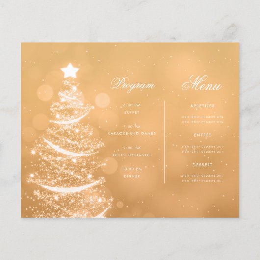 Gouden sprankelende Xmas Tree uitnodigen programma Flyer (Achterkant)