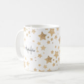 Gouden sprankeling Sterren Kerstmis Monogram wit Koffiemok (Voorkant links)