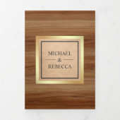 Gouden Sprookje Kasteel Prinses Carriage Bruiloft Drieluik Uitnodiging (Cover)