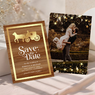 Gouden Sprookjes Prins Prinses Koets Trouw Save The Date