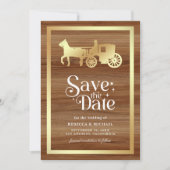 Gouden Sprookjes Prins Prinses Koets Trouw Save The Date (Voorkant)