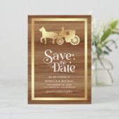 Gouden Sprookjes Prins Prinses Koets Trouw Save The Date (Staand voorkant)
