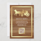 Gouden Sprookjeskasteel Koets QR Code Bruiloft Kaart (Achterkant)