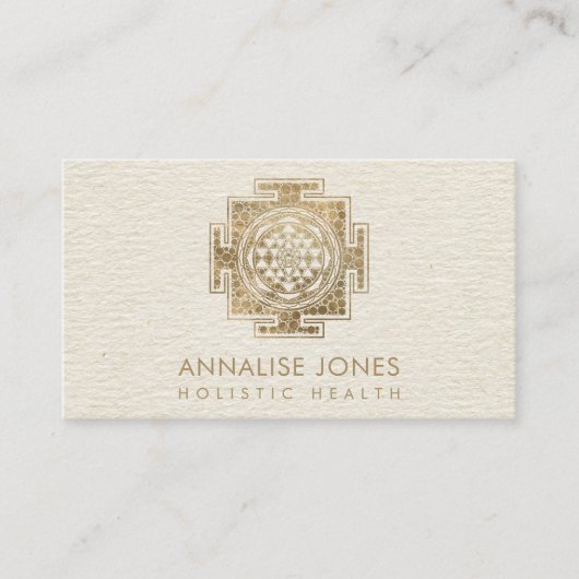 Gouden Sri Yantra / Sri Chakra Dot Art Visitekaartje (Voorkant)