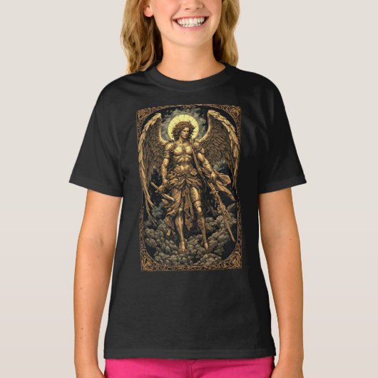 Gouden St. Michael Meisjes T-shirt (Voorkant)