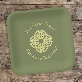 Gouden St. Patrick's Day Gepersonaliseerde Keltisc Papieren Bordje