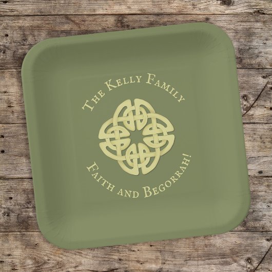 Gouden St. Patrick's Day Gepersonaliseerde Keltisc Papieren Bordje