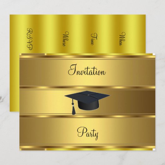 Gouden staaf Afstudeer uitnodiging (Voorkant / Achterkant)