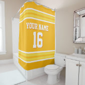 Gouden staaf met gele witte strepen Sport Jersey Douchegordijn (In situ)