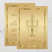 Gouden Staande Barokke Kroonluchter Kaart (Voorkant / Achterkant)